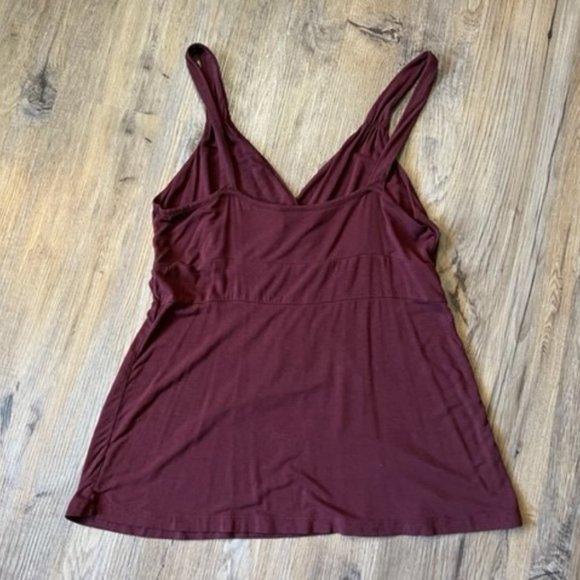 Burgundy Ann Taylor Loft Deep V Tank top - Size Large - Picture 4 of 6